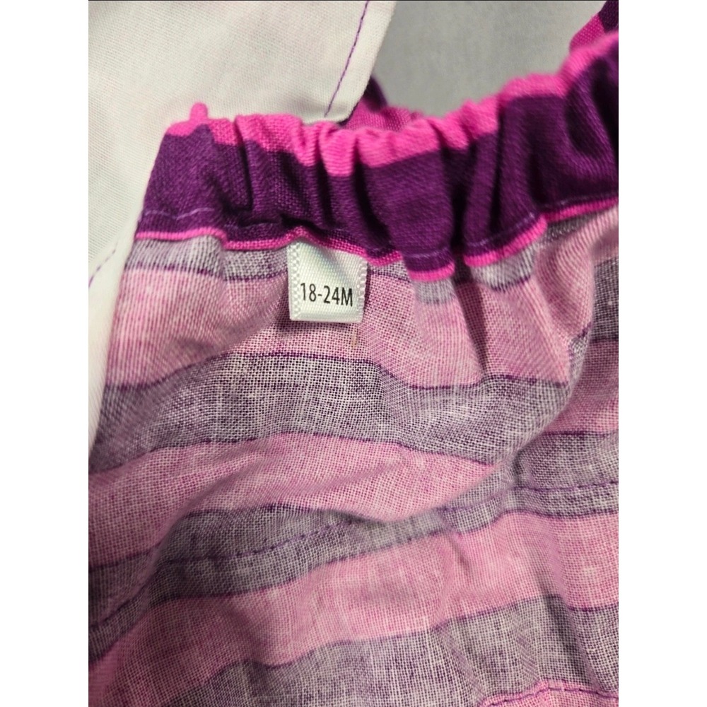 Cheshire Cat Purple Pink Striped Polka Dot Ruffle Romper Baby Girls 18-24M - Picture 3 of 3